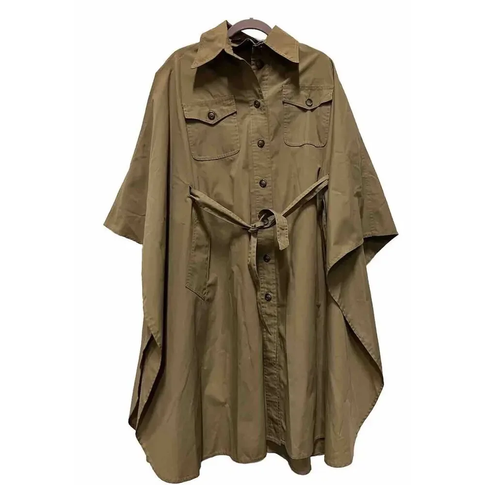 George David‎ Fashions Batwing sleeve Wrap Cape Coat belted Green